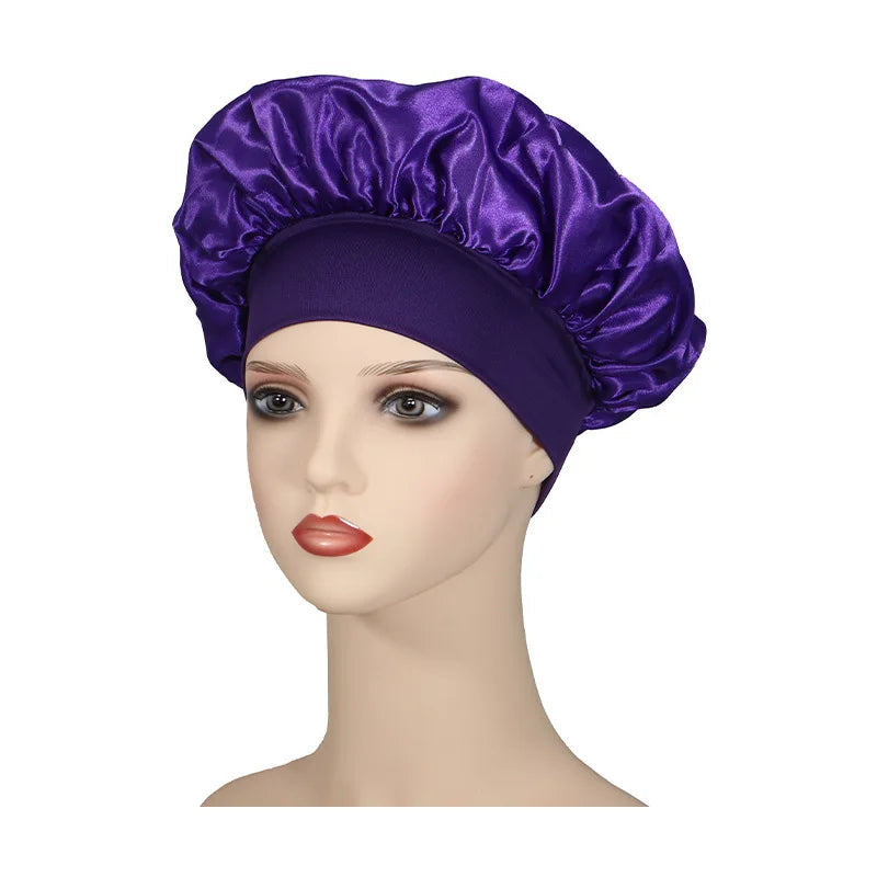 Women's Wide Brim Nightcap Silk Bonnet Hair Wrap for Sleeping Sleep Cap With Elastic Soft Band Sleep Cap With Elastic Soft Band Viralgem Store