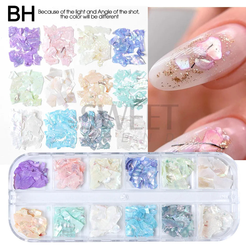 12 Grids Opal Dream Crystal Sequins Nail Flake Galaxy Iridescent Aurora 3D Paillette for Winter Autumn Manicure Decoration SWYFH Viralgem Store