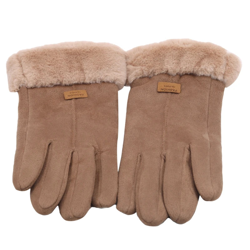 Women Gloves Autumn Winter Fashion Thickening Cold-Proof Warm Mitts Full Finger Mittens Outdoor Female Gloves Touchable Screen