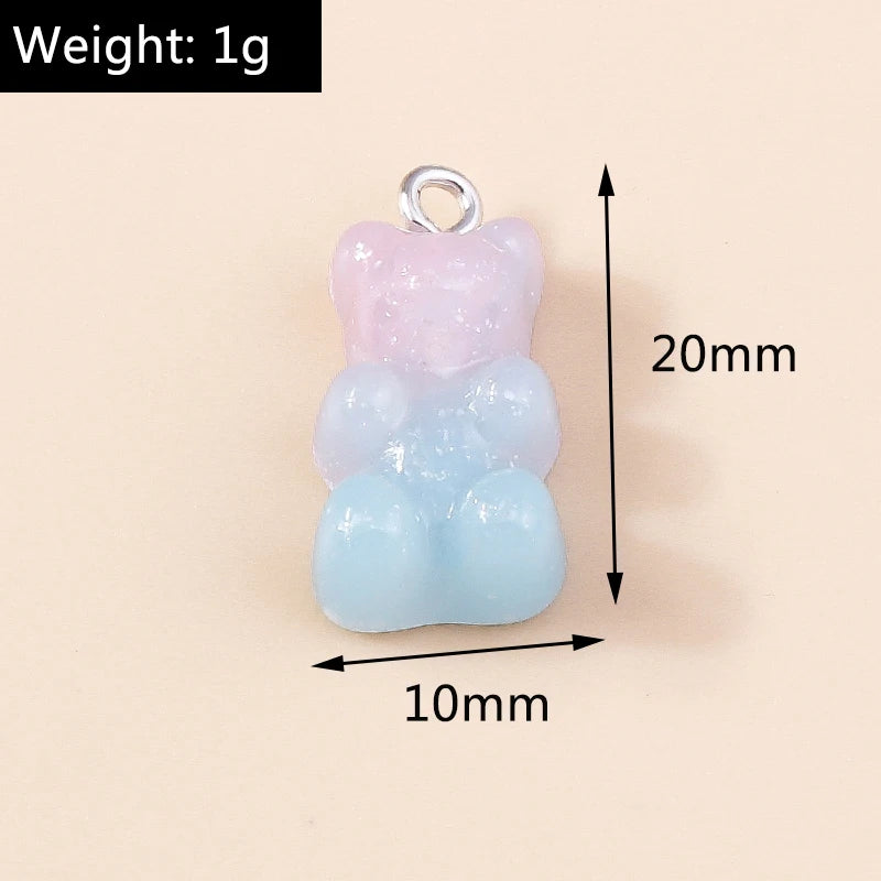 30colors 10pcs 22X11mm Candy Color Gummy Mini Bear Charms for Making Cute Earrings Pendant Necklace DIY Creative Jewelry Finding