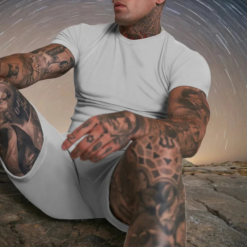 Summer Fashion Casual Outdoor Sports Set Men's Breathable T-Shirt Shorts Casual Fashion Two-Piece DIY Customize Your Logo Viralgem Store