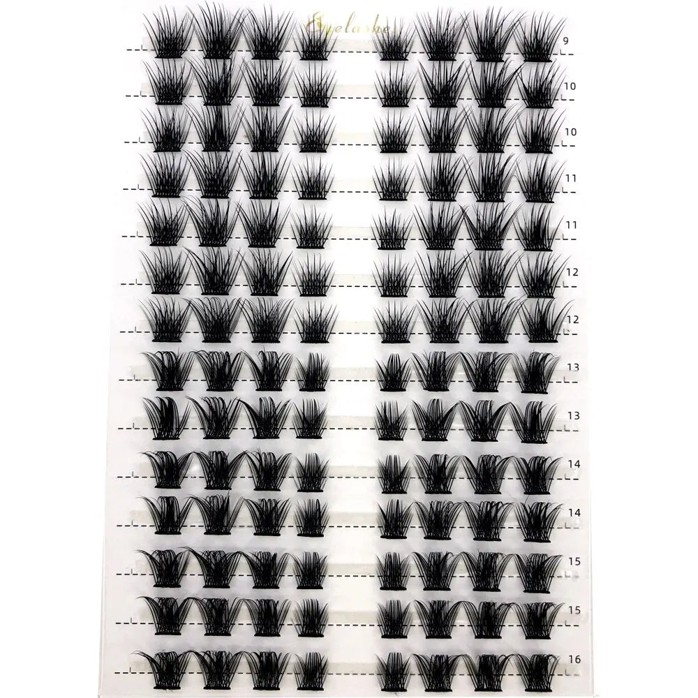 14rows Individual 3D Fluffy False Eyelashes Single Cluster Eyelash Extension Segmented Natural Mink Fox Eye Effect Makeup Lashes
