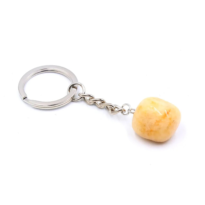 20pcs Natural Rough Raw Stone Crystal Quartzs Keychain Women Men Handbag Hangle Car Key Holder Raw Mineral Stone KeyRing Jewelry Viralgem Store