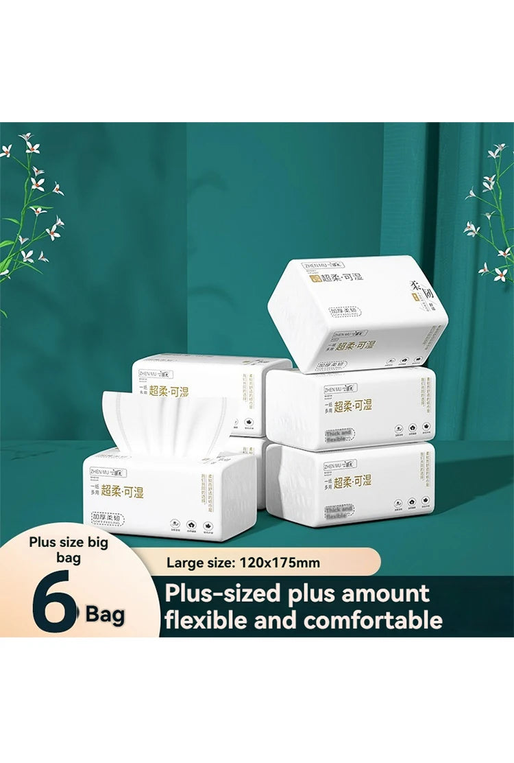 6 Packs Extractable Toilet Paper 5 Layers Thickened Wettable Facial Tissue Kitchen Napkins Handkerchiefs Disposable Tissue Paper