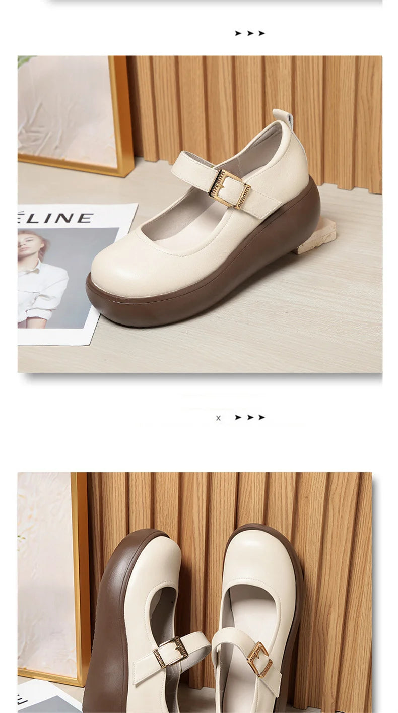 Spring Fashion Wedge Round Toe Soft Bottom Lolita Shoes Women Cute Vintage Mary Jane Shoes Chunky College Student Shoes Viralgem Store