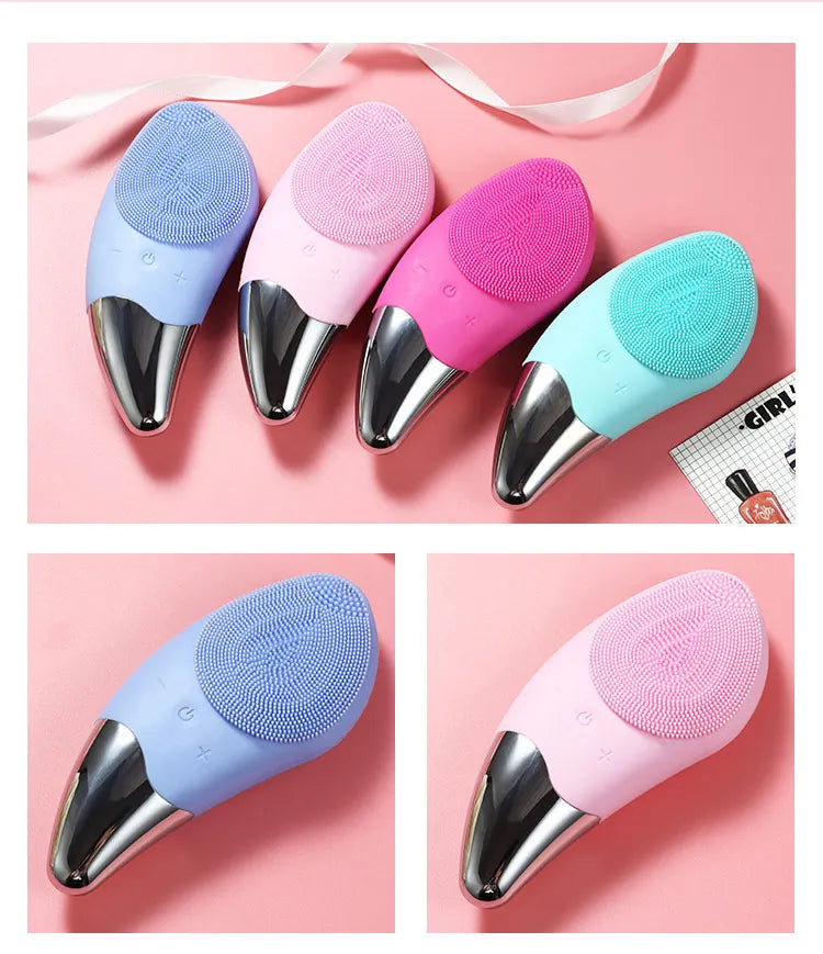 6-speed Electric Face Washer Silicone Facial Cleanser Mini Facial Cleanser Waterproof Rechargeable Ultrasonic Pore Cleaner