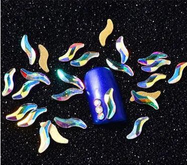 100pcs AB clear Rhinestone 4-10mm Nail Art Shape Top Crystal AB Czech Crystal Rhinestone Flatback Elongated Glass Stones ZZ15244