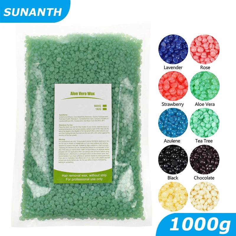 500g/1000g Depilatory Wax Beans Hot Film Painless Waxing Beads Hard Wax Beans Heating Wax Machine Bikini Face Body Hair Removal