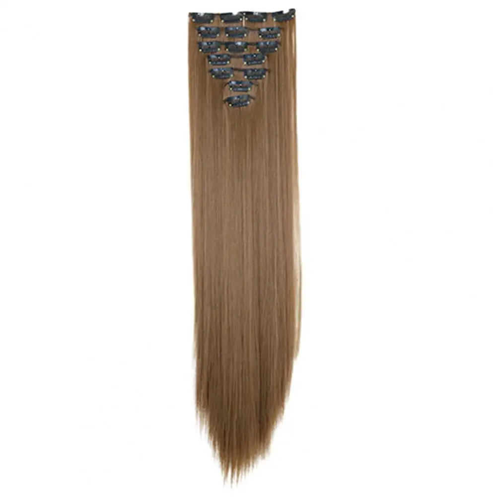 56cm Wig Extensions Women's Synthetic Clip-in One Piece Straight Hair Extensions Synthetic Wigs Seamless Customizable Wig Pieces