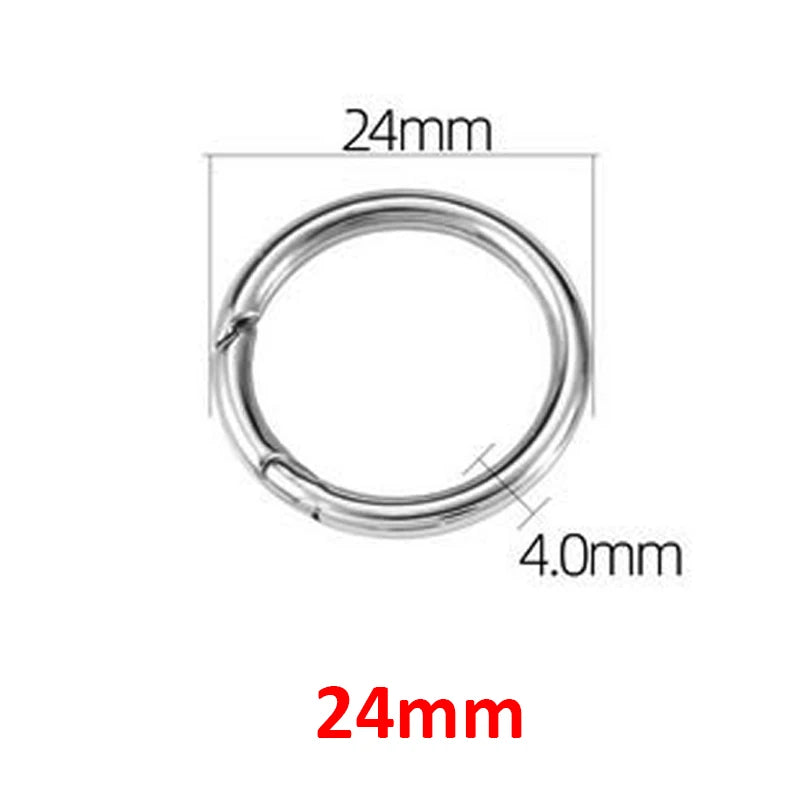 12-35mm Stainless Steel Spring Clasps Keyring Hooks for Keychain Key Holder Openable Round Key Ring Carabiner Jewelry Making DIY