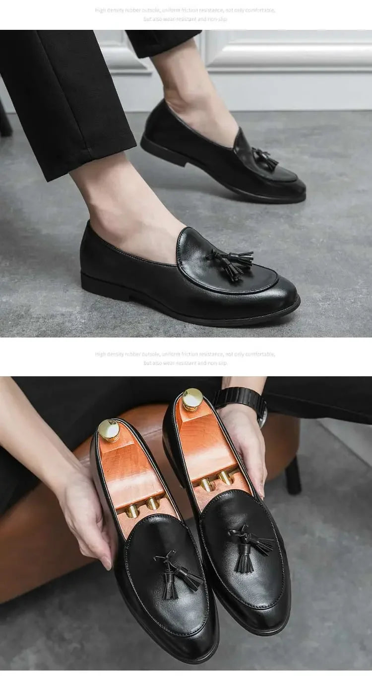 2023 New Classic Men Business Shoes British Breathable Simple Tassel Leather Shoes Style Casual Dress Shoes Mens Size 38-46 Viralgem Store