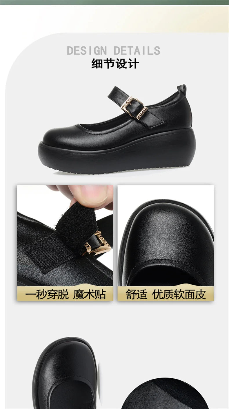 Spring Fashion Wedge Round Toe Soft Bottom Lolita Shoes Women Cute Vintage Mary Jane Shoes Chunky College Student Shoes Viralgem Store