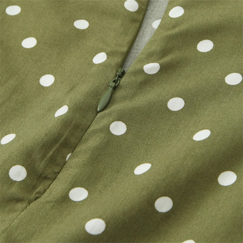 2024 Zarb Spring/Summer New Women's European and American Style Fake Wind Waist Fold Split Strap Midi Polka Dot Dress