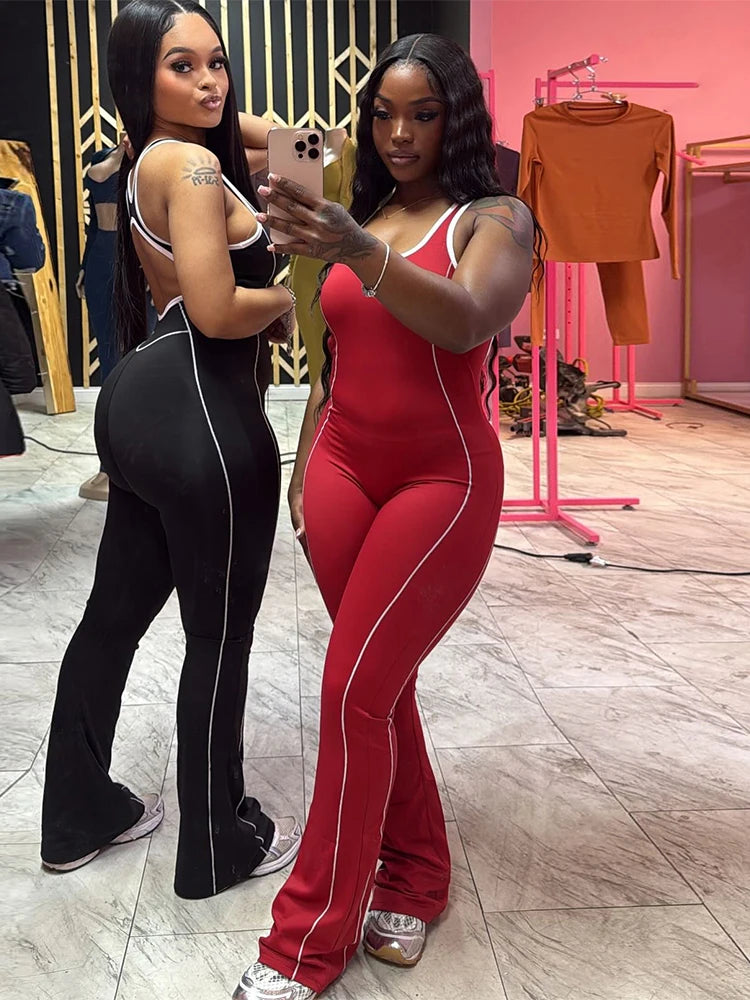 Weird Puss Sporty Women Jumpsuits Fitness Casual Summer O-neck Sleeveless Skinny Overalls Female Active Workou Overall Viralgem Store