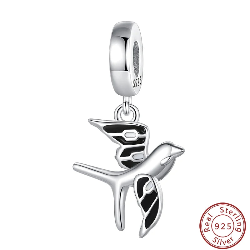 100% 925 Silver Parrot Hummingbird Owl Birds Fashion Design Charms Beads 3mm DIY Fine Jewelry Gifts Making Viralgem Store