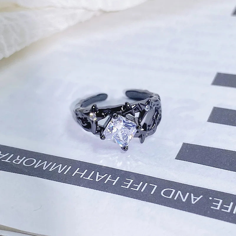 2025 Dark Gothic Irregular Zircon Adjustable Unisex Ring