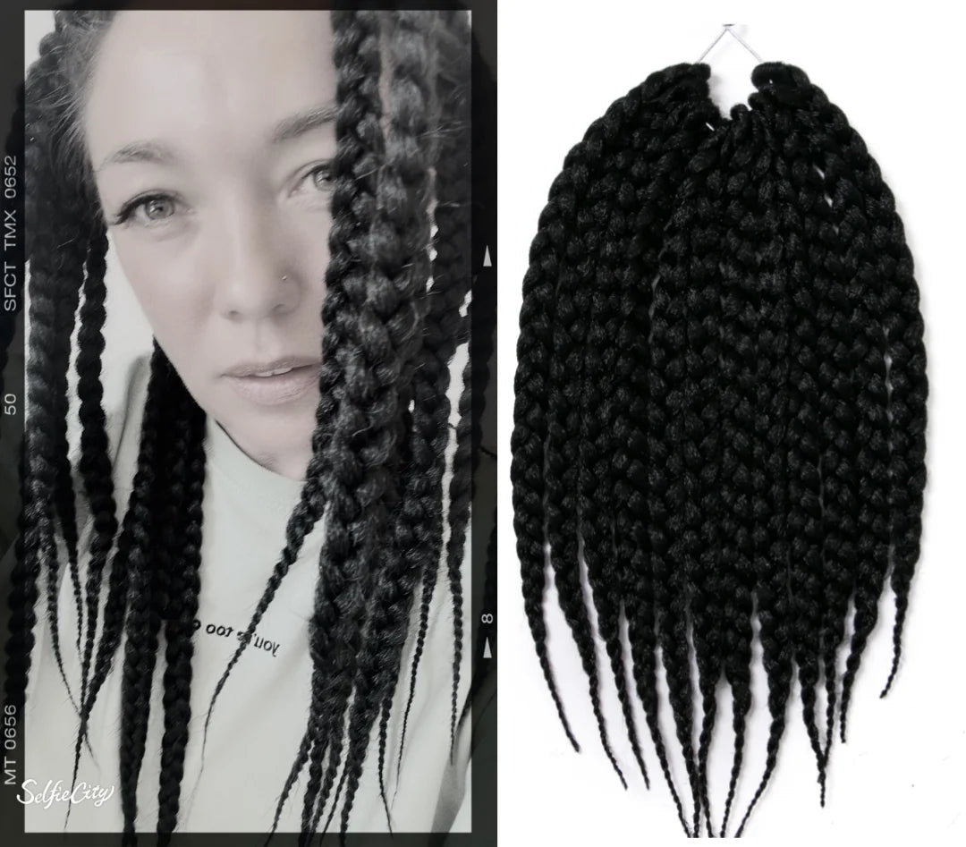 VERVES Short Box Braids Synthetic 5 Piece/Pack Crochet Hair Pre-Looped Braiding Extensions 14 inch for Asian Women Black Brown Viralgem Store