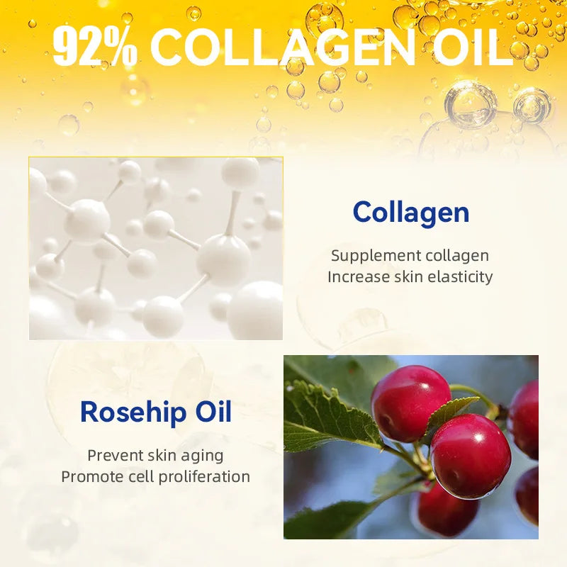 100ml 92% Collagen 75000IU Youthful Glow Oil Lighten Fine Lines Brighten Body Serum Dry Skin Hydrating Plumps, Lifts Massage Oil