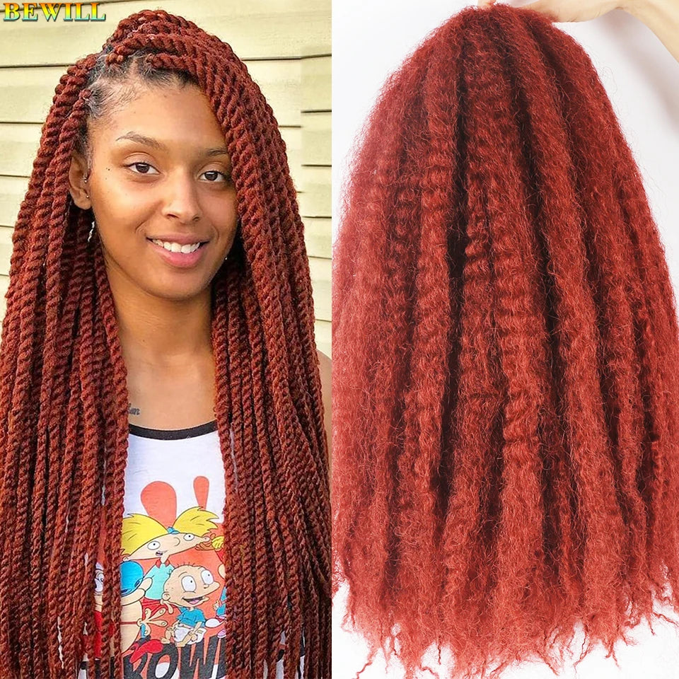18 Inch 1-6 Packs Marley Twist Crochet Hair Black Brown to Blonde Synthetic Afro Marley Ombre Braiding Hair for Faux Locs Braids