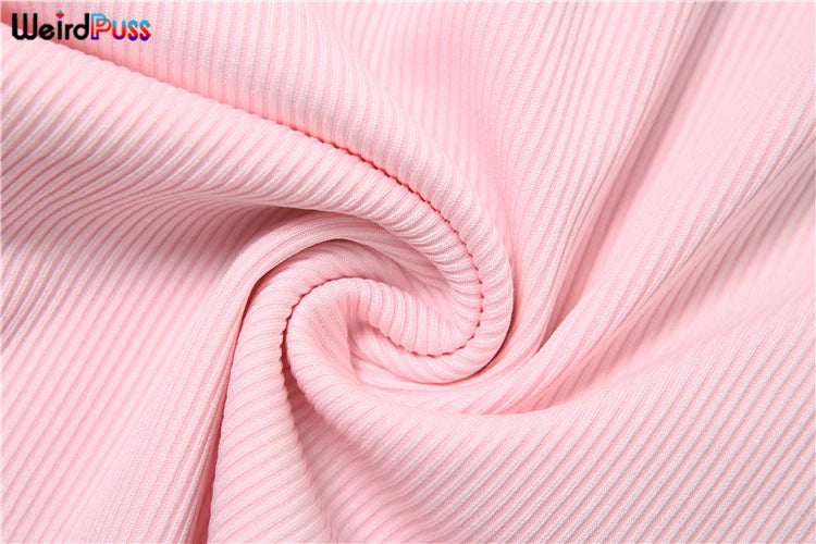 Weird Puss Fitness Button Low-Neck Casual Jumpsuit Women Autumn Fashion Ribbed Stretch Full Sleeve Basic Body-Shaping Overalls