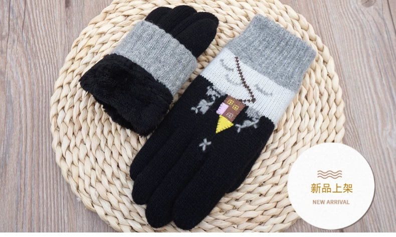 Women's Wool Touch Screen Gloves Thickened Christmas Gift