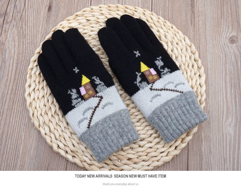 Women's Wool Touch Screen Gloves Thickened Christmas Gift