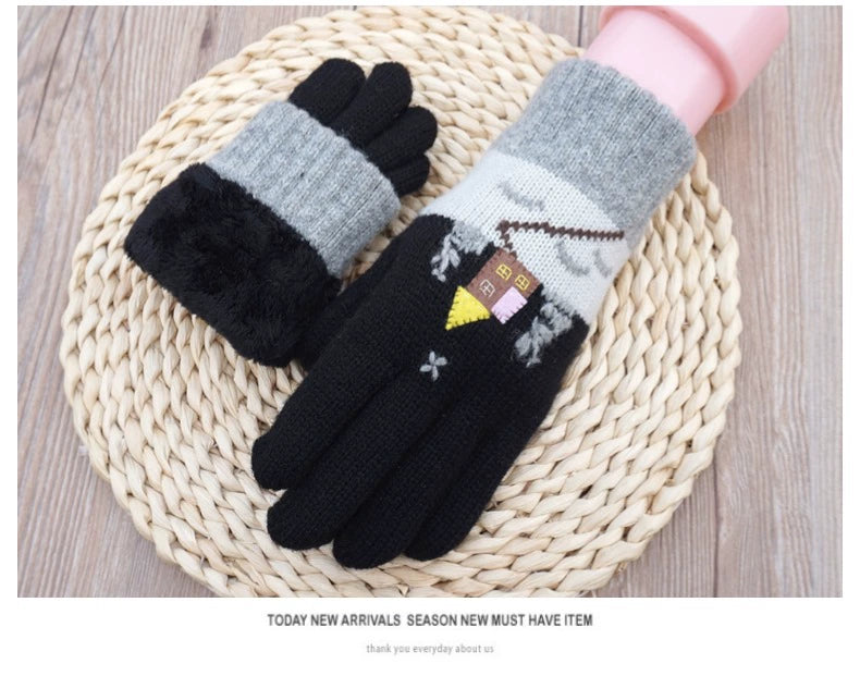 Women's Wool Touch Screen Gloves Thickened Christmas Gift
