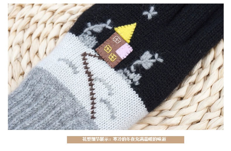 Women's Wool Touch Screen Gloves Thickened Christmas Gift