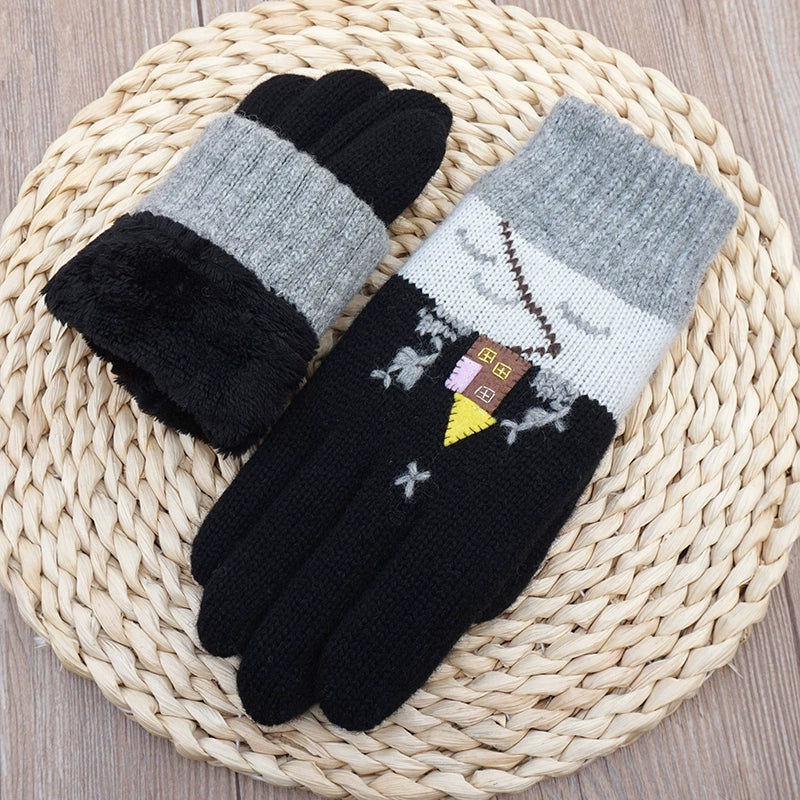 Women's Wool Touch Screen Gloves Thickened Christmas Gift