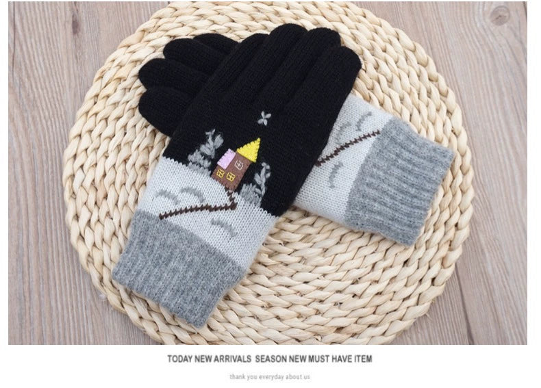 Women's Wool Touch Screen Gloves Thickened Christmas Gift
