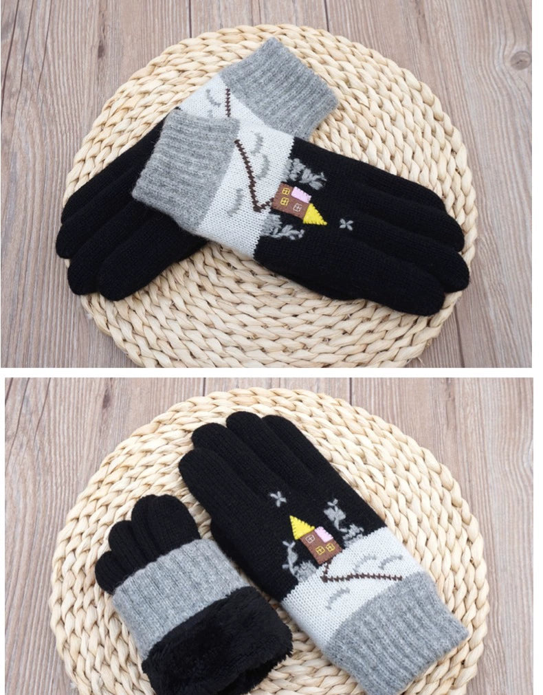 Women's Wool Touch Screen Gloves Thickened Christmas Gift