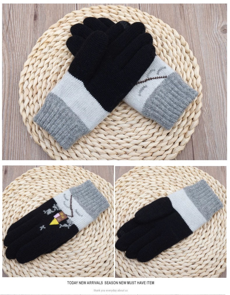 Women's Wool Touch Screen Gloves Thickened Christmas Gift