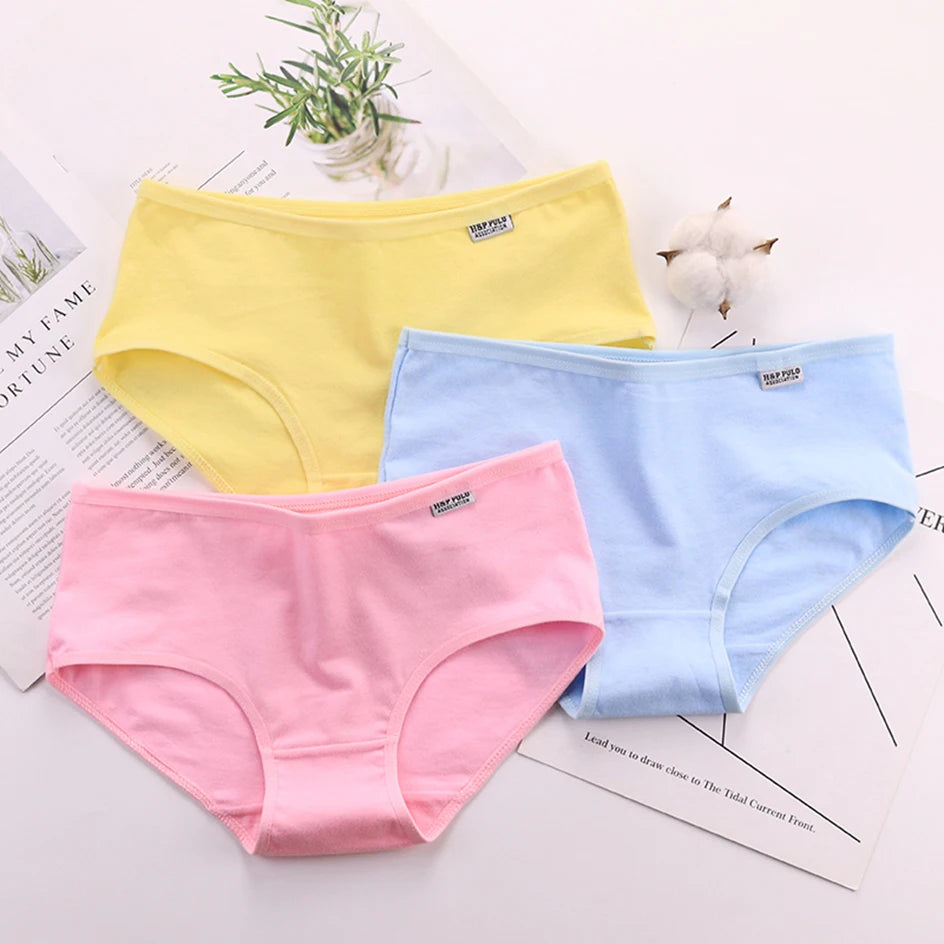 3Pcs/set 10 Color Panties Cotton Women Comfortable Mid-waist Underwear Lingerie Breathable Female Panty Briefs