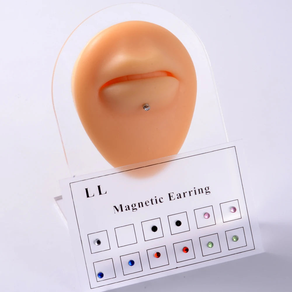 12PCS/Card Fake Cheater Non Pierced Magnet Ear Tragus Cartilage Lip Labret Stud Nose Ring  Jewelry Magnetic Earring Viralgem Store