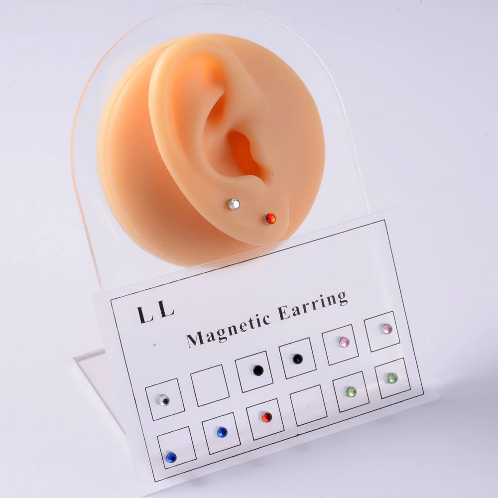 12PCS/Card Fake Cheater Non Pierced Magnet Ear Tragus Cartilage Lip Labret Stud Nose Ring  Jewelry Magnetic Earring Viralgem Store