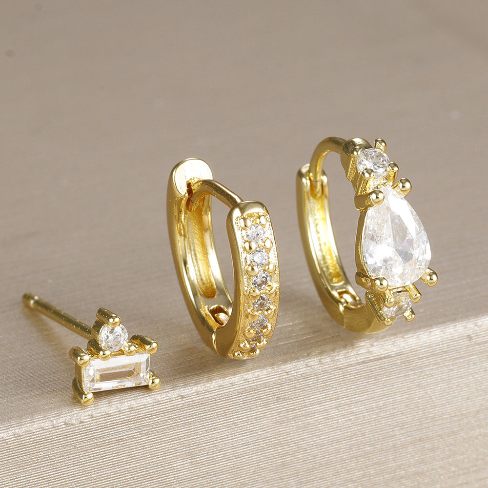 Trendy Water Drop Earrings Fashion Geometry Pattern Rectangular Inlaid Viralgem Store