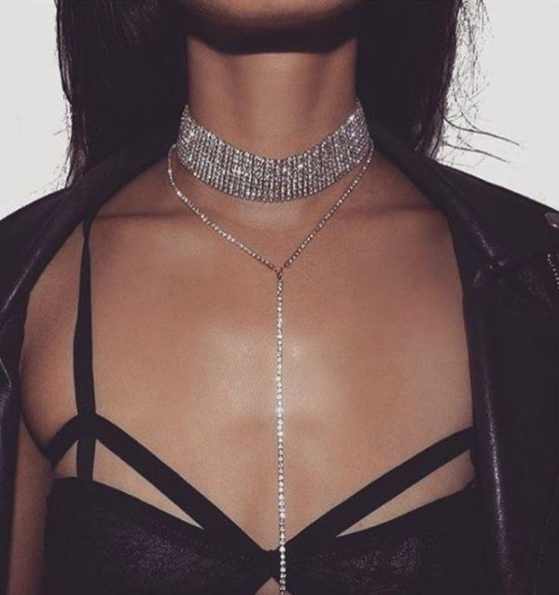 Variable European And American Fashion Luxury Sparkling Rhinestone Choker Exaggerated Necklace Fashion Fashionmonger Choker Women's Accessories Viralgem Store