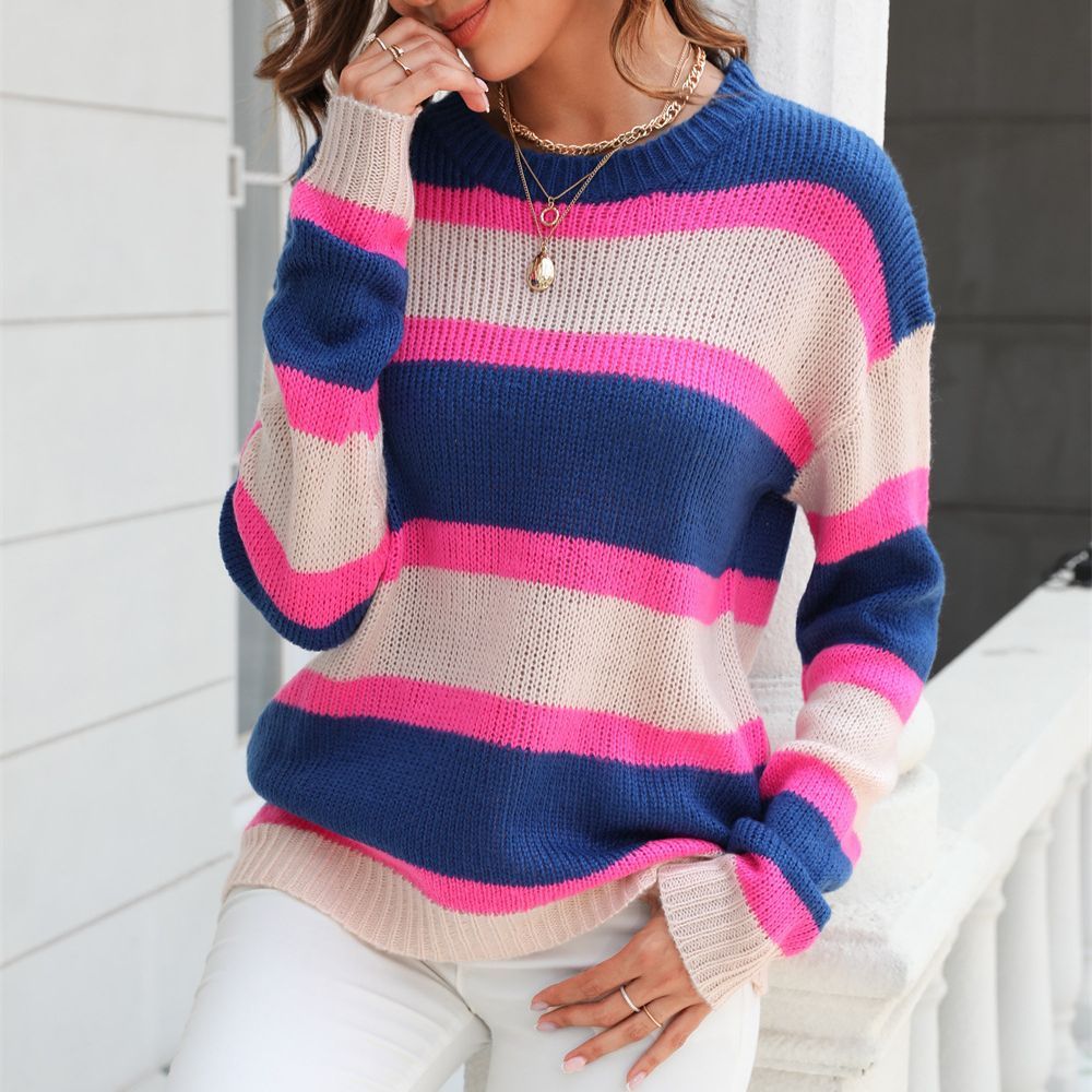 Wide Striped Pullover Base Knitwear Sweater Viralgem Store