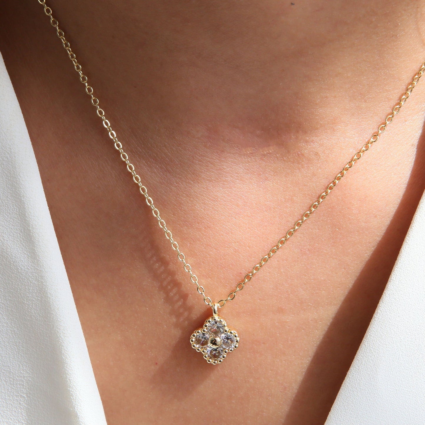 18K Brass Micro-inlaid Four-leaf Clover Fashion Necklace Viralgem Store