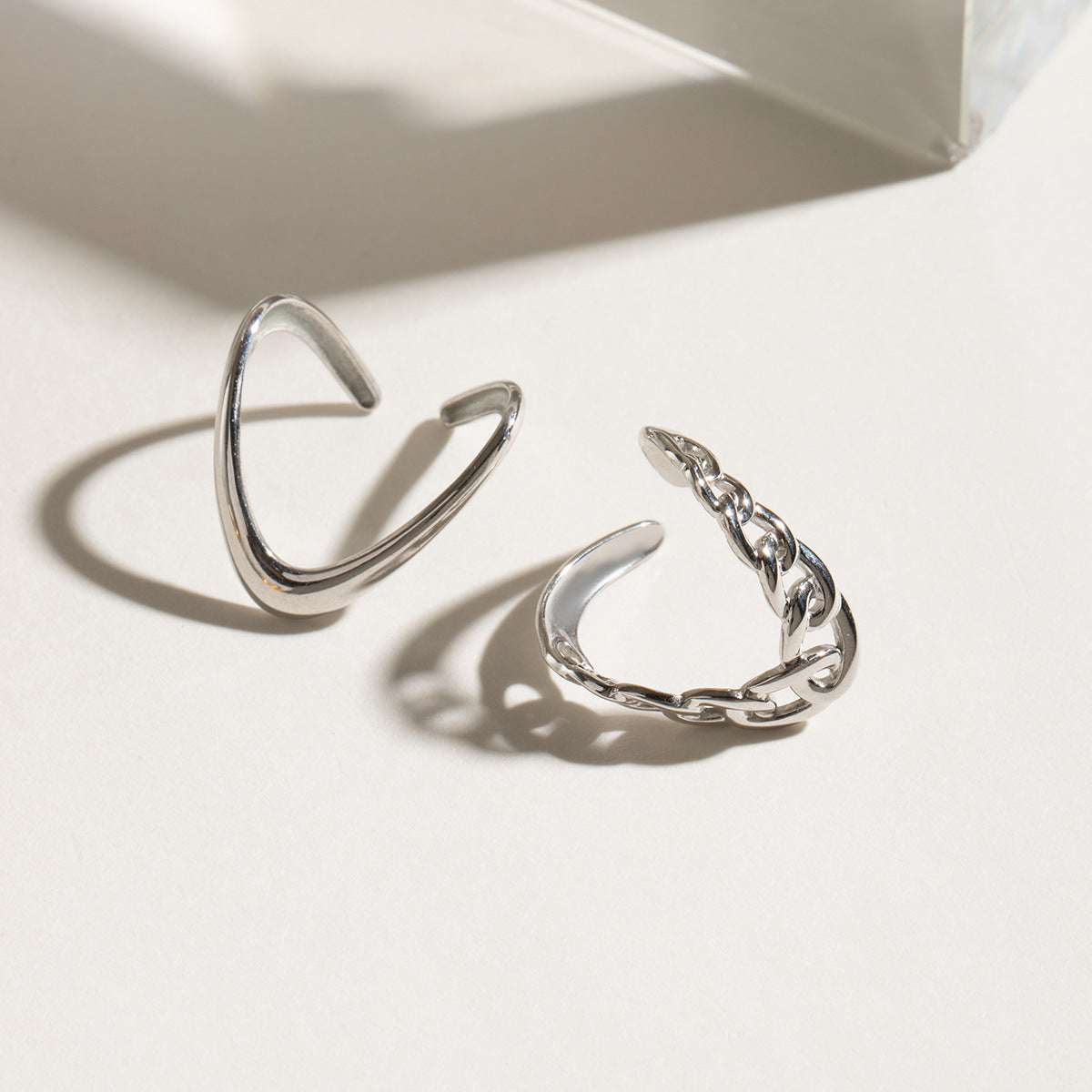 Stainless Steel Glossy Line Adjustable Opening Ring