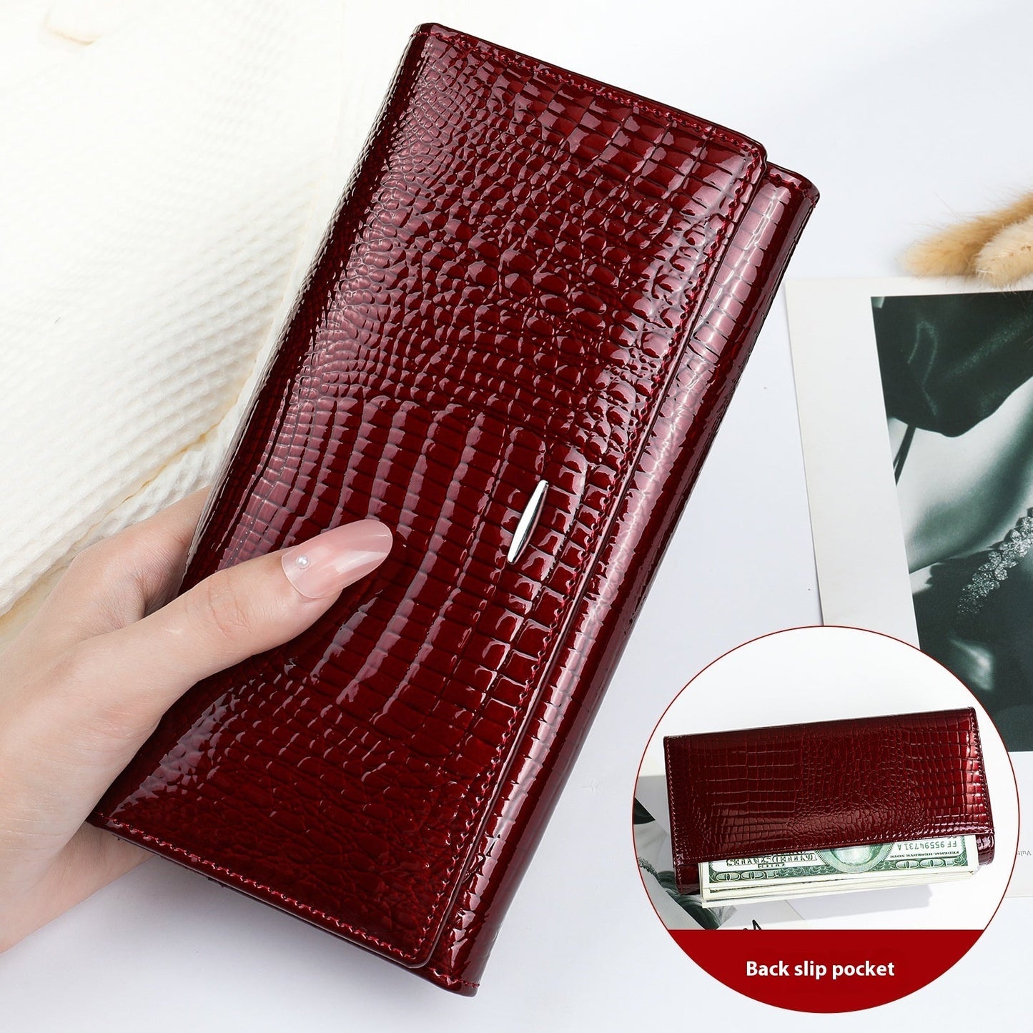 Women's Long Genuine Leather Cowhide Wallet Viralgem Store