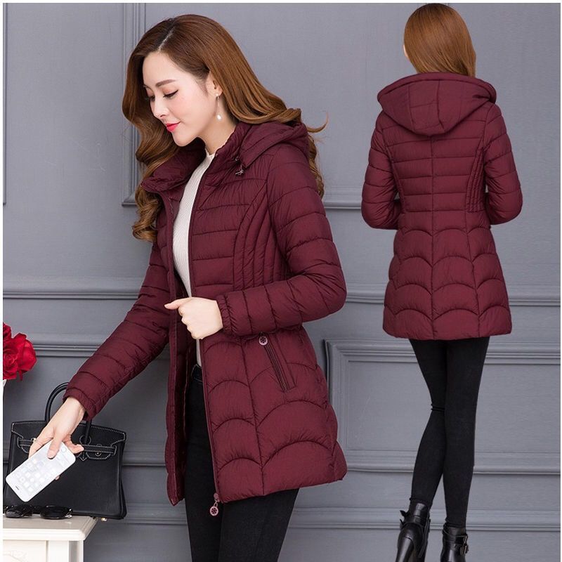 Women's Mid-length Simple Slim-fit Figure Flattering Mid-length Cotton-padded Coat Viralgem Store