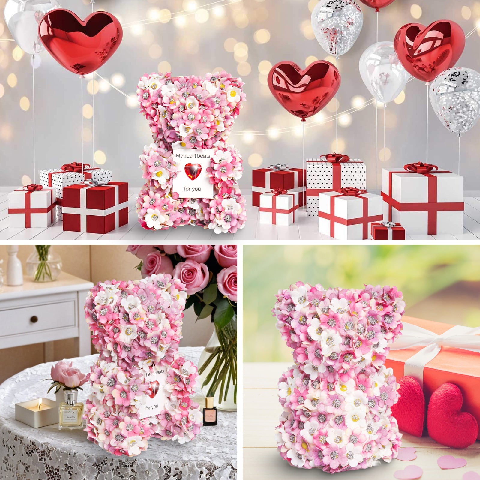 Valentine's Day Artificial Rose Bear Handmade Gift Viralgem Store