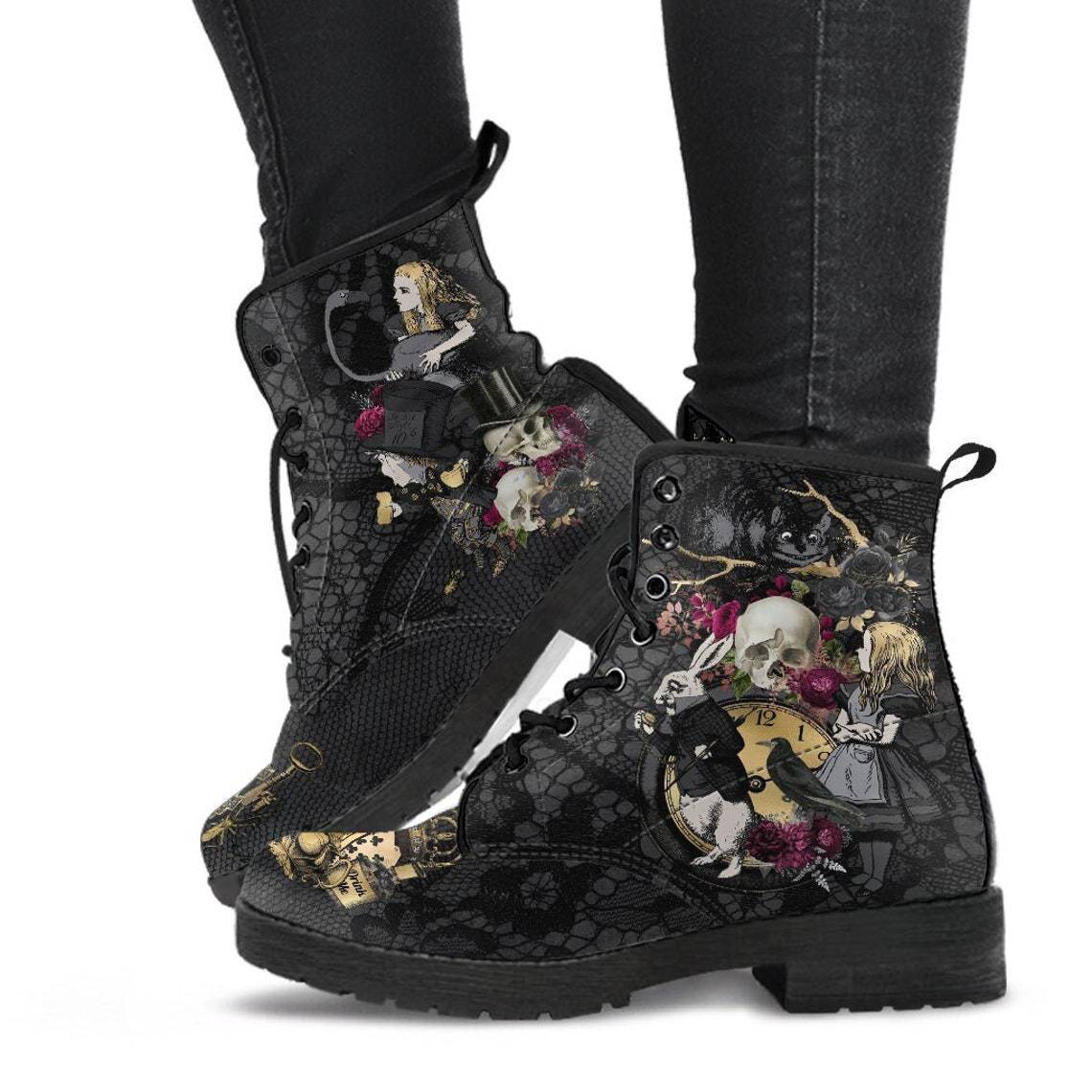 Women's Printed Cartoon Lace-up High-top Leather Boots Viralgem Store