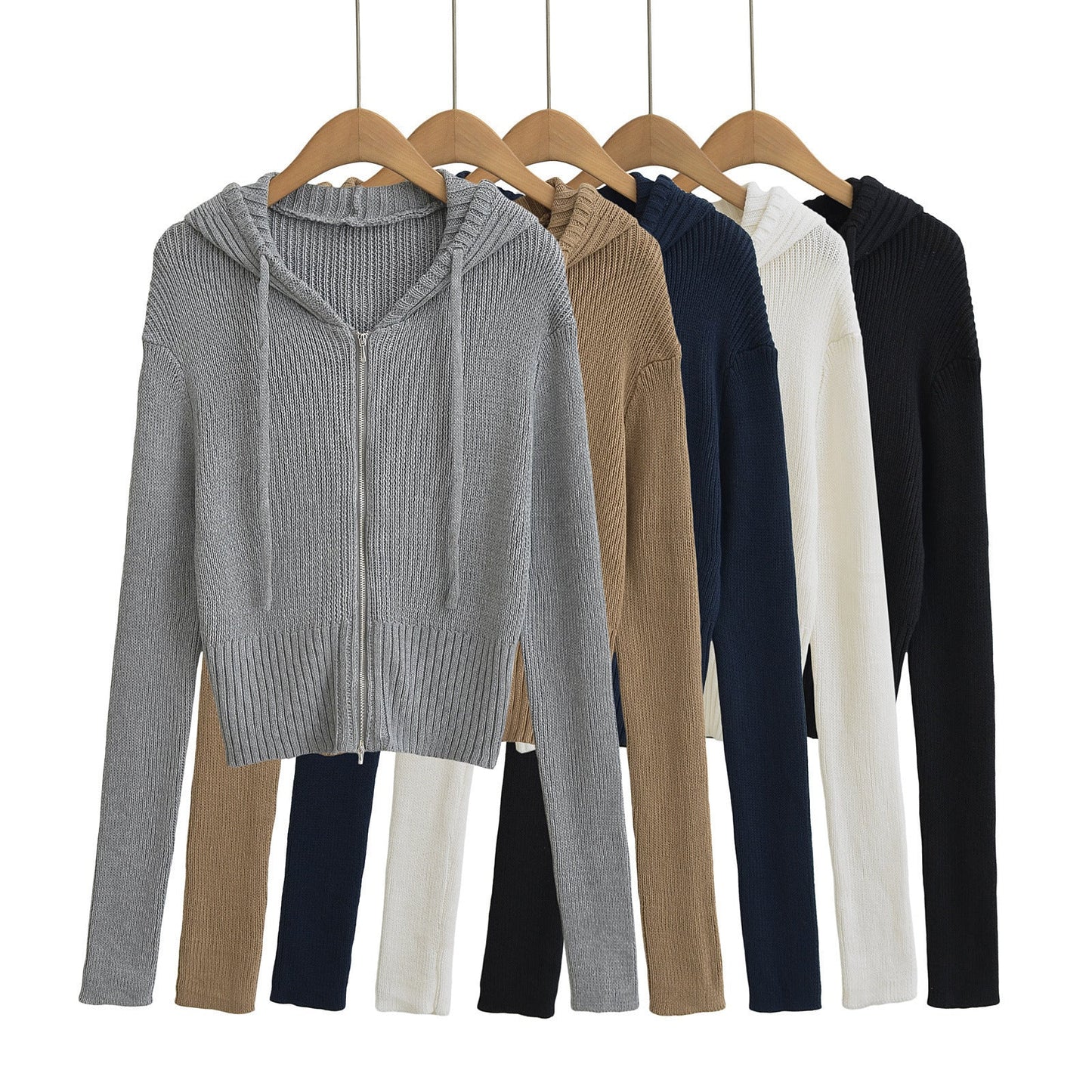 Women's American-style Hooded Zipper Knitted Cardigan Early Autumn New Short Viralgem Store