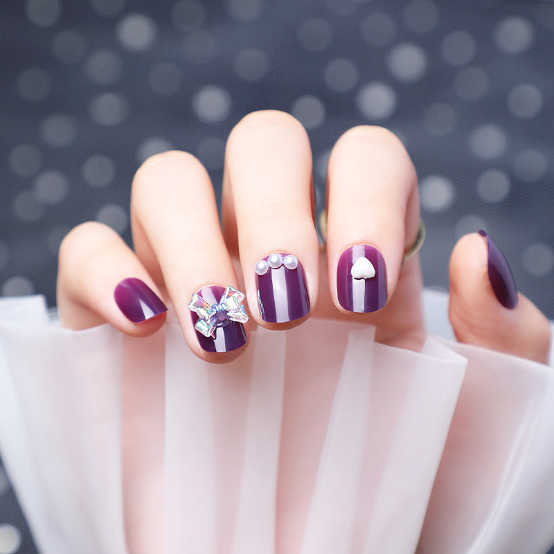 Wearing Nails With Diamonds And Purple Fake Nails Viralgem Store
