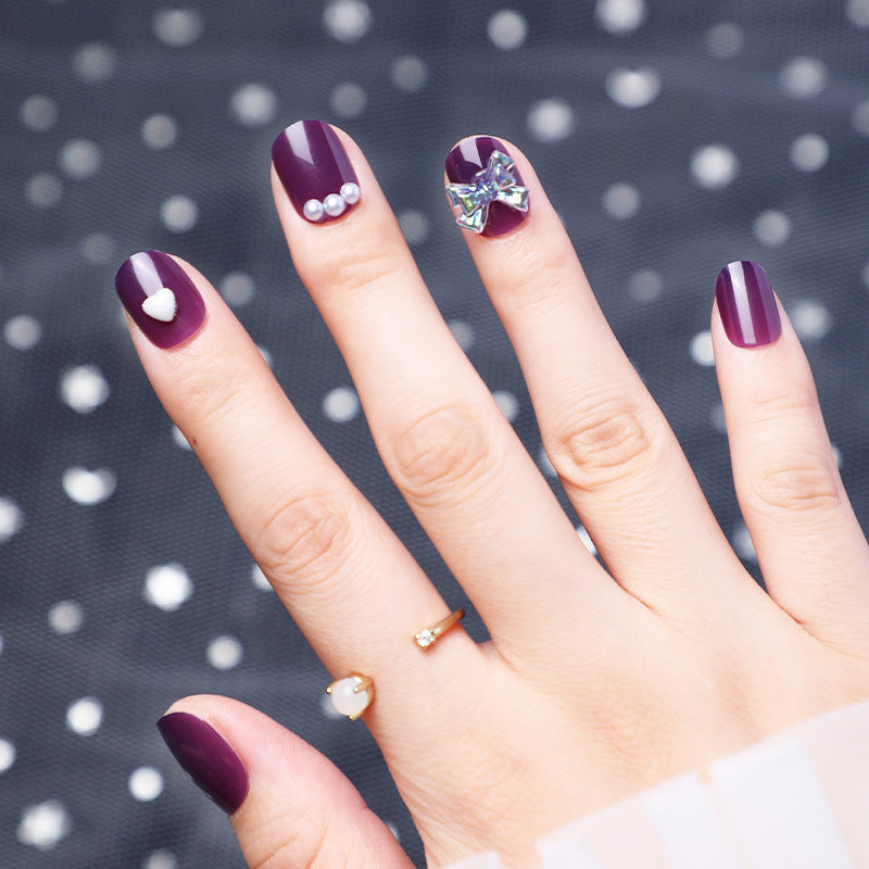 Wearing Nails With Diamonds And Purple Fake Nails Viralgem Store
