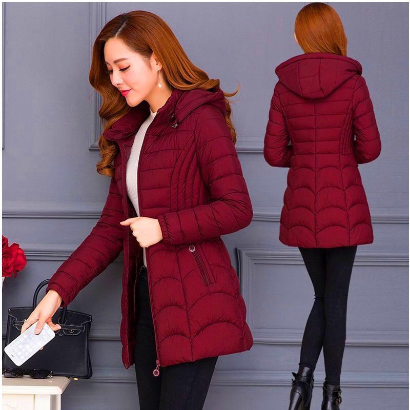 Women's Mid-length Simple Slim-fit Figure Flattering Mid-length Cotton-padded Coat Viralgem Store
