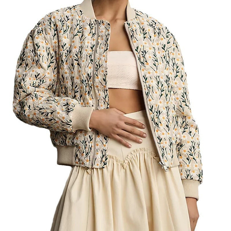 Women's Loose And Versatile Daisy Print Zipper Jacket Viralgem Store