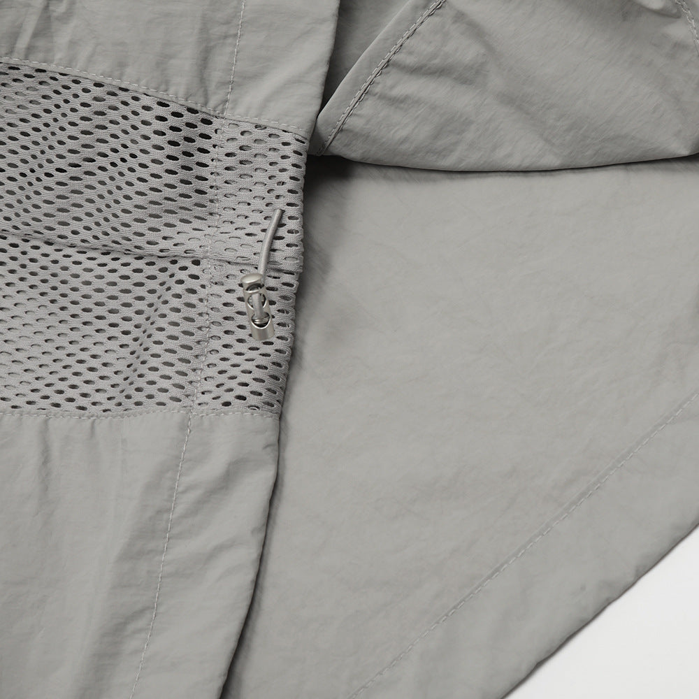 Sun Protection Clothing Men Trendy Brands Lightweight Long Sleeve Hooded Zipper Coat Stitching Mesh Breathable And Loose Jacket Viralgem Store